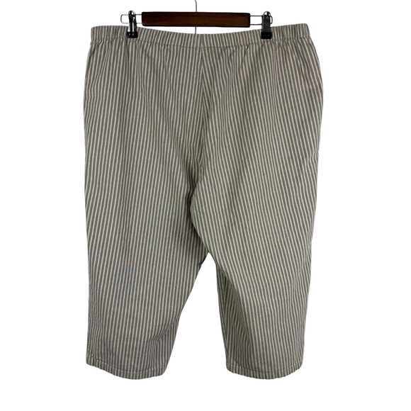 Alia Vertical Strips Elastic Waist Pull On Capri Stretch Pants Women's 16 Tan - Picture 2 of 3